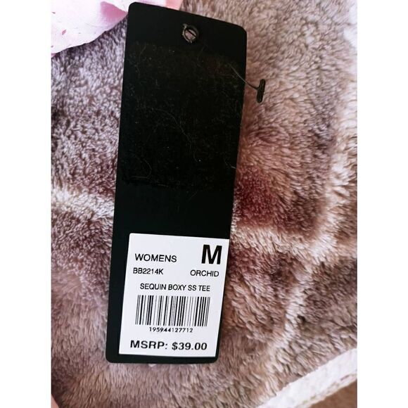 Bebe Sport Orchid Sequin Boxy SS Tee-NWT- Medium - Picture 6 of 6